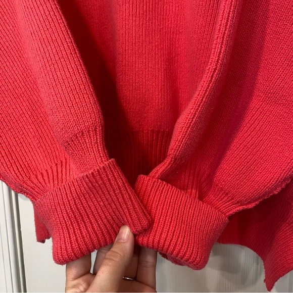 Free People Easy Street Tunic Mock Neck Pullover Sweater Oversized XS Pink Patch - Picture 7 of 15